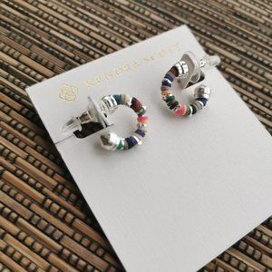 Bright Silver Neutral Mix Huggie Earrings